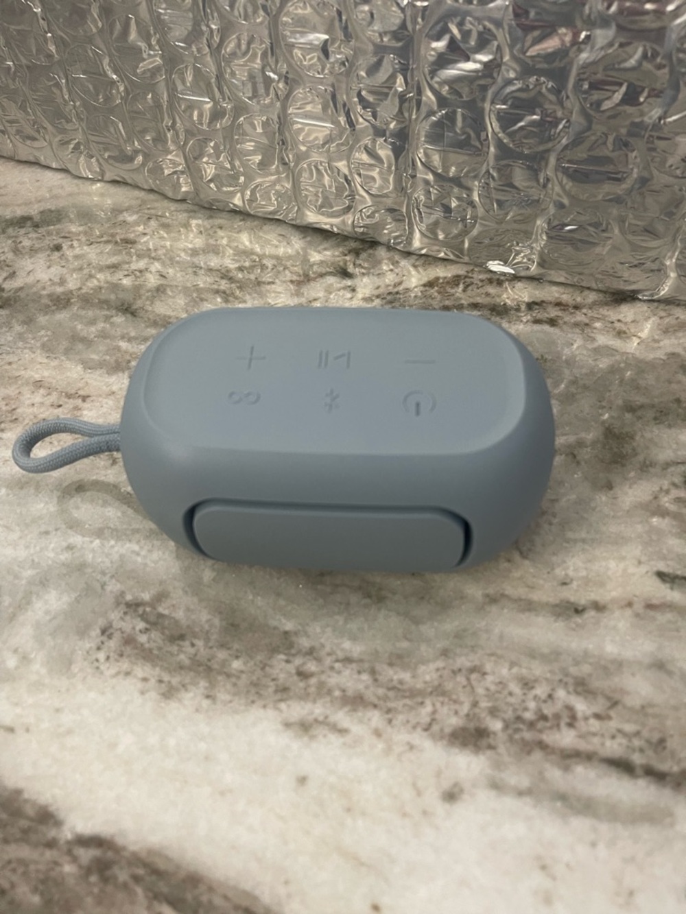 Portable Bluetooth Speaker in Pale Blue with Carry Strap